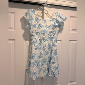 Franki by Francesca’s, Floral Ruffle Sleeve Dress, Size 12 Youth